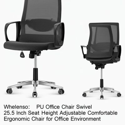 Caster Wheels PU Office Chair Swivel 25.5 Inch Seat Height Adjustable Comfortable Ergonomic Chair for Office Environment