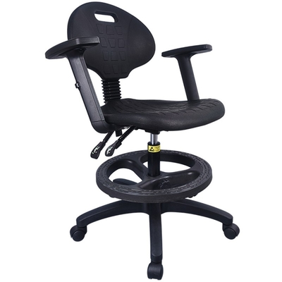 Self Skinning Adjustable Lab Stool Polyurethane Foam Esd Chairs With Wheels Armrest