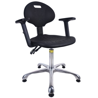 Self Skinning Adjustable Lab Stool Polyurethane Foam Esd Chairs With Wheels Armrest