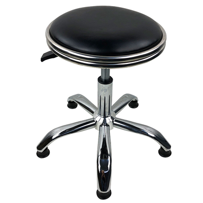 Small Round Lab PU Leather Chair Antistatic Metal Saddle Stool With Wheels
