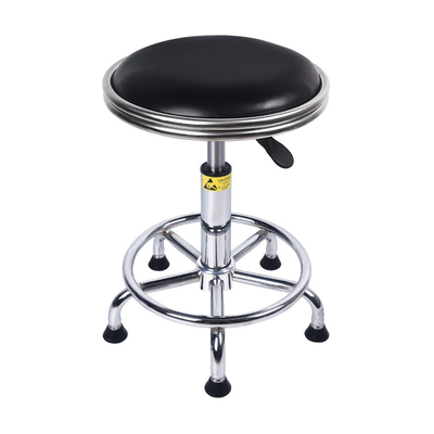 Small Round Lab PU Leather Chair Antistatic Metal Saddle Stool With Wheels