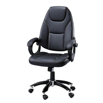 25.5 Inch PU Office Chair Assembly Required Comfortable Padding and Smooth Rolling Wheels for Office Mobility